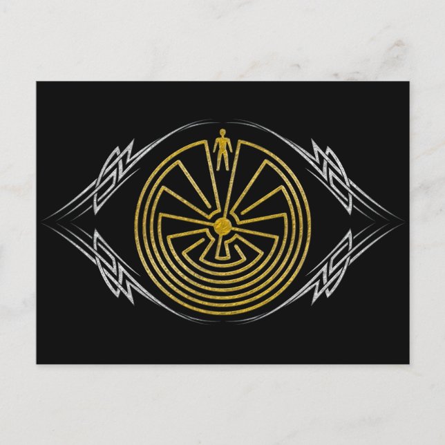 The Man in the Maze - Tribal gold silver Postcard (Front)