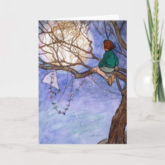 The Man in the Moon Vintage Greeting Card (Front)