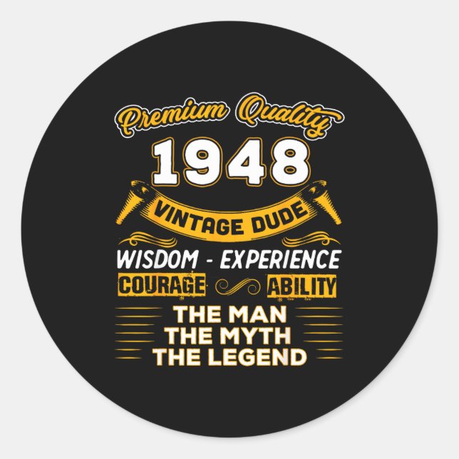 The Man Myth Legend 1948 78th Birthday Gift 78 Yea Classic Round Sticker (Front)