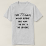 The man myth legend 90th Birthday shirt for men<br><div class="desc">The man the myth the legend 90th Birthday shirt for men. Personalizable with your name and age. Age humour tee. Cute ninetieth Birthday gift idea for legendary dad, husband, uncle, best grandpa, brother, grandfather, step dad, friend, co worker, boss etc. Funny present for ninety year old guys. Grey typography tee...</div>