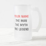 The man myth legend beer mug for 50th Birthday men<br><div class="desc">The man myth legend beer mug for 50th Birthday men. Personalizable age number Funny Birthday gift idea for fifty year old. Surprise your over the hill dad,  uncle,  brother,  husband,  grandpa etc. Age specific humour for 50 year old.</div>