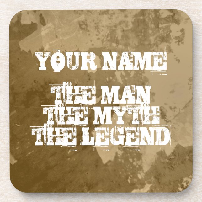 The man myth legend cork coaster set | Personalise (Front)