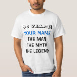 The man myth legend t shirt for 40th Birthday men<br><div class="desc">The man myth legend t shirt for 40th Birthday men. Personalizable with your name and age or customise it for someone else. Men's age humour. Cute fortieth Birthday gift idea for dad,  husband uncle,  grandpa,  brother etc. Funny personalised present for forty year old.</div>