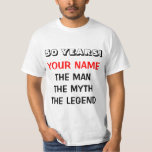 The man myth legend t shirt for 50th Birthday men<br><div class="desc">The man myth legend t shirt for 50th Birthday men. Personalizable with your name and age or customise it for someone else. Men's age humour. Cute fiftieth Birthday gift idea for dad,  husband uncle,  grandpa,  brother etc. Funny personalised present for fifty year old.</div>