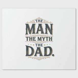 The Man The Myth The Dad Vintage Typography Shirt_ Wrapping Paper