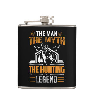 The Man, The Myth, The Hunting Legend - Deer Cabin Hip Flask