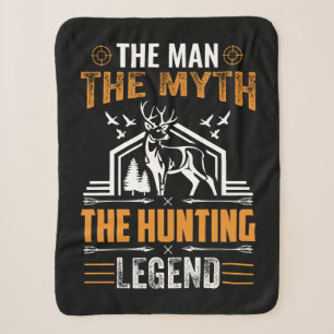 The Man, The Myth, The Hunting Legend - Deer Cabin Sherpa Blanket