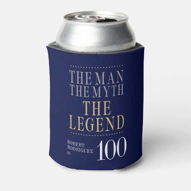 The Man The Myth The Legend 100th Birthday Can Cooler (Can Back)