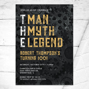 The Man The Myth The Legend 100th Birthday Invitation