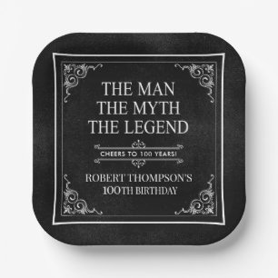 The Man The Myth The Legend 100th Birthday Paper Plate