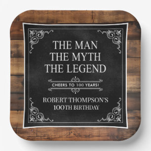 The Man The Myth The Legend 100th Birthday Paper Plate