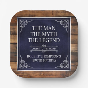 The Man The Myth The Legend 100th Birthday Paper Plate