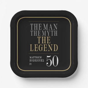 The Man The Myth The Legend 50th Birthday Paper Plate
