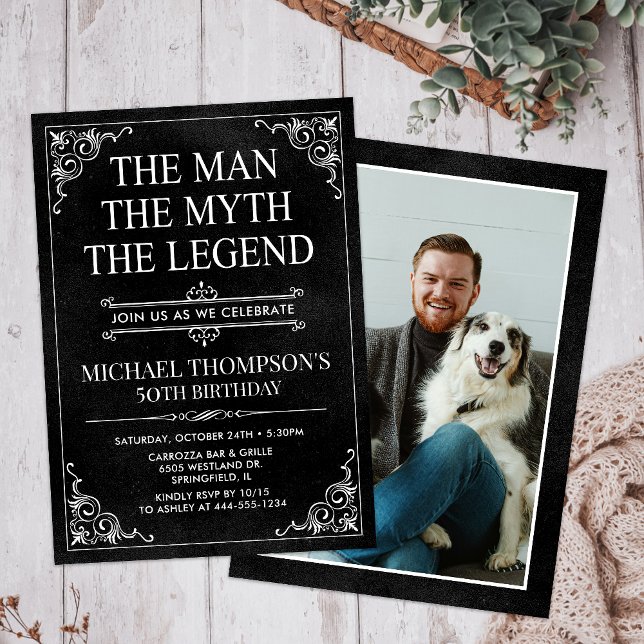 The Man The Myth The Legend 50th Birthday Photo Invitation (Creator Uploaded)