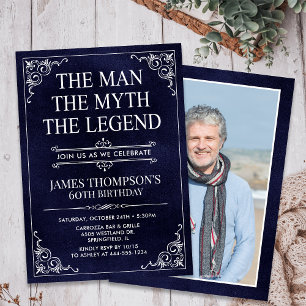 The Man The Myth The Legend 60th Birthday Photo Invitation