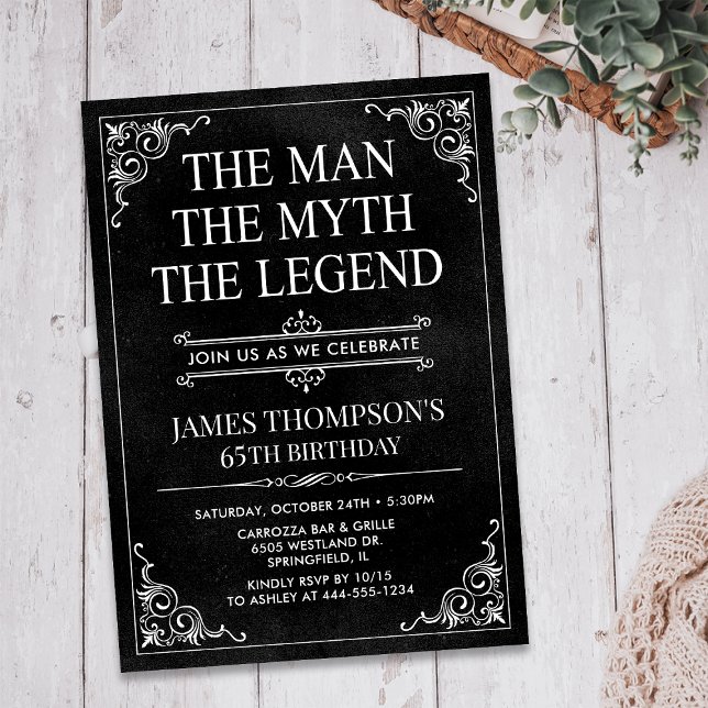 The Man The Myth The Legend 65th Birthday Invitation (Creator Uploaded)