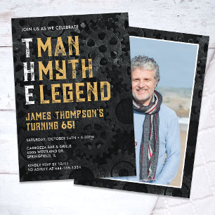 The Man The Myth The Legend 65th Photo Birthday Invitation