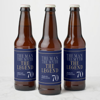 The Man The Myth The Legend 70th Birthday Beer Bottle Label