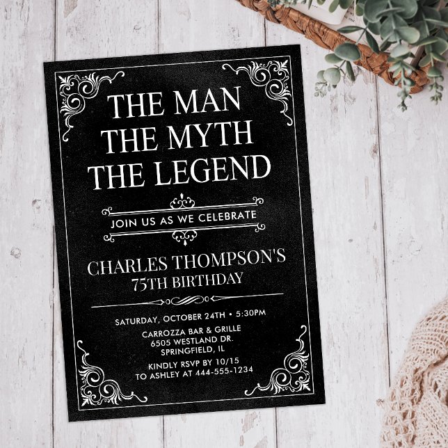 The Man The Myth The Legend 75th Birthday Invitation (Creator Uploaded)