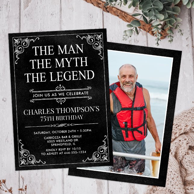 The Man The Myth The Legend 75th Birthday Photo Invitation (Creator Uploaded)