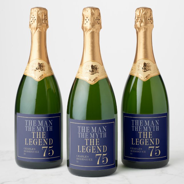 The Man The Myth The Legend 75th Birthday Sparkling Wine Label (Bottles)