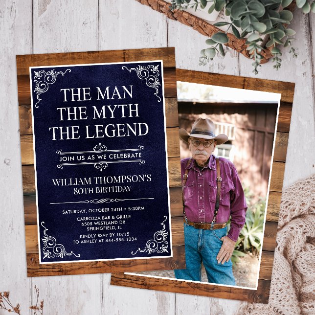 The Man The Myth The Legend 80th Birthday Invitation (Creator Uploaded)