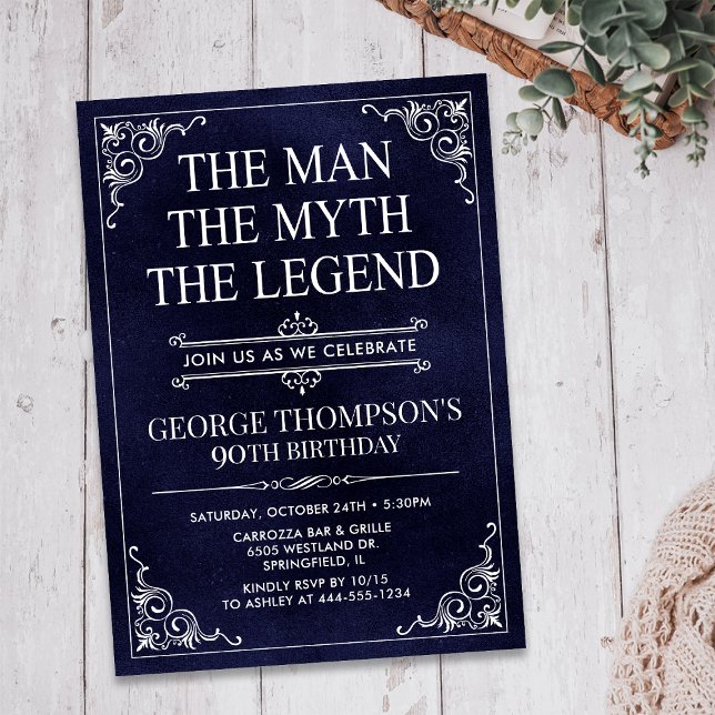 The Man The Myth The Legend 90th Birthday Invitation (Creator Uploaded)