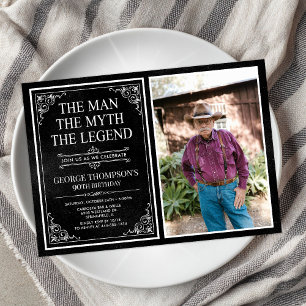 The Man The Myth The Legend 90th Birthday Invitation