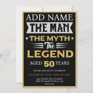 The Man The Myth The Legend Birthday Party Invitation