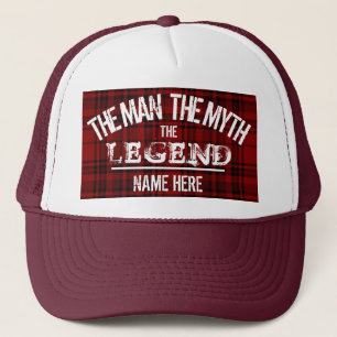 THE MAN THE MYTH THE LEGEND CUSTOM CHECK PLAID TRUCKER HAT