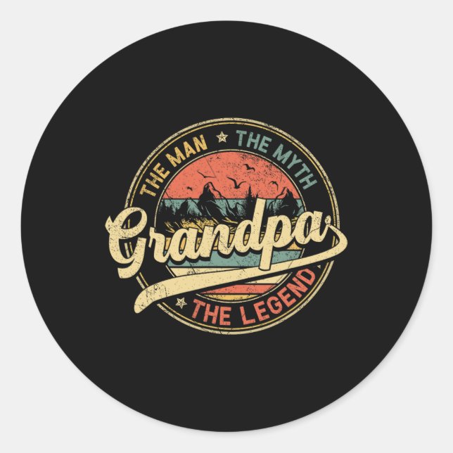 The Man The Myth The Legend Distressed Fathers Day Classic Round Sticker (Front)
