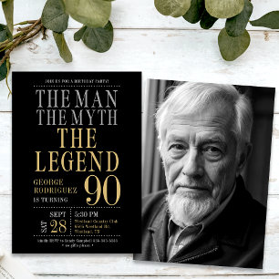 The Man The Myth The Legend Photo 90th Birthday Invitation
