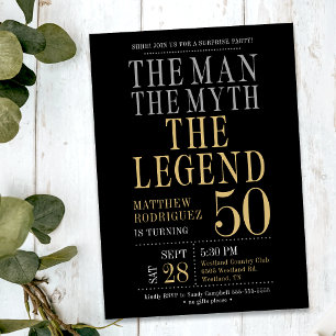The Man The Myth The Legend Surprise 50th Birthday Invitation