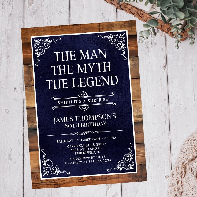 The Man The Myth The Legend Surprise 60th Birthday Invitation (Creator Uploaded)