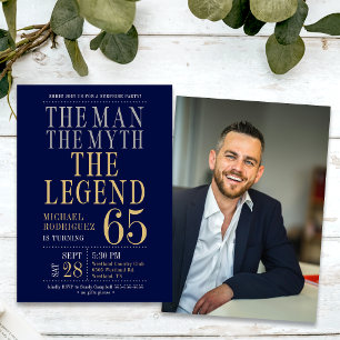 The Man The Myth The Legend Surprise 65th Birthday Invitation