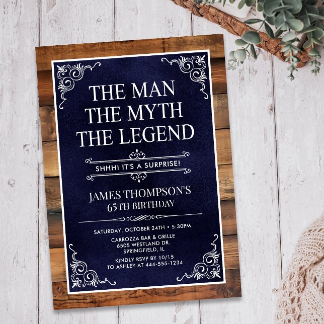 The Man The Myth The Legend Surprise 65th Birthday Invitation (Creator Uploaded)