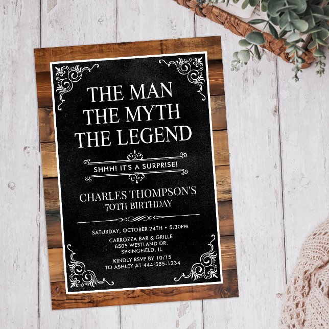 The Man The Myth The Legend Surprise 70th Birthday Invitation (Creator Uploaded)
