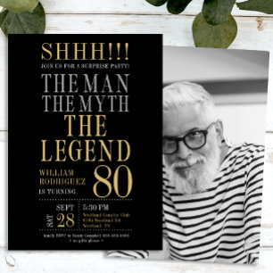 The Man The Myth The Legend Surprise 80th Birthday Invitation