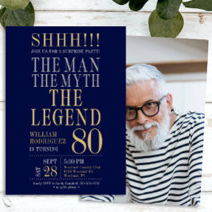 The Man The Myth The Legend Surprise 80th Birthday Invitation