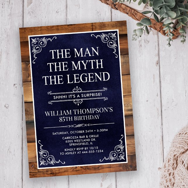 The Man The Myth The Legend Surprise 85th Birthday Invitation (Creator Uploaded)