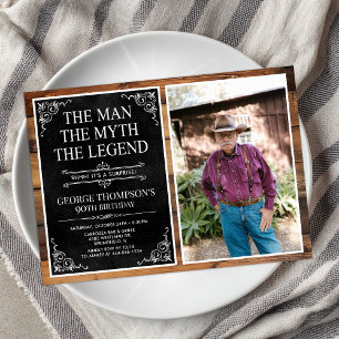 The Man The Myth The Legend Surprise 90th Birthday Invitation