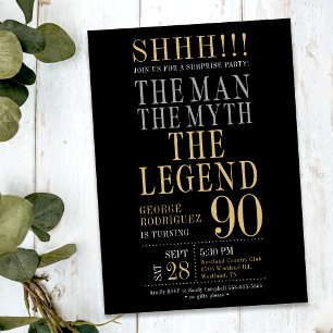 The Man The Myth The Legend Surprise 90th Birthday Invitation