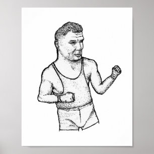 The Manassa Mauler: Hand-Drawn Jack Dempsey Print