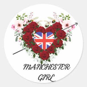 The Manchester Girl  Arrow Rose floral Wreath Classic Round Sticker