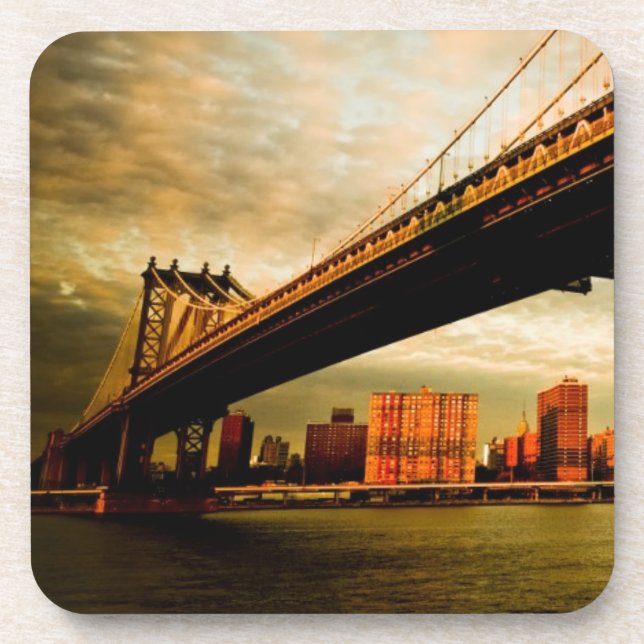 The Manhattan bridge view from Brooklyn side (NYC) Coaster (Front)