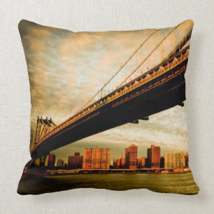 The Manhattan bridge view from Brooklyn side (NYC) Cushion