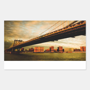 The Manhattan bridge view from Brooklyn side (NYC) Rectangular Sticker