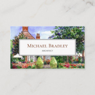 The Manor House Watercolor Landscape Painting Business Card
