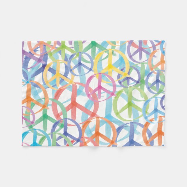 The Many Colours of Peace Signs Fleece Blanket (Front (Horizontal))