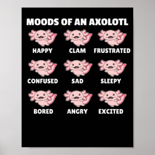 The Many Faces Of An Axolotl Funny Feelings Poster